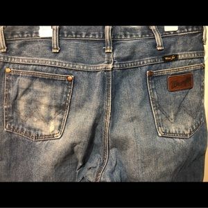 Vintage Faded Heavy Distressed Men Wrangler Jeans - size 38 X 30 - Made in USA
